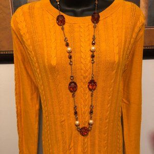 A New Day Women's Mustard Cabled Sweater